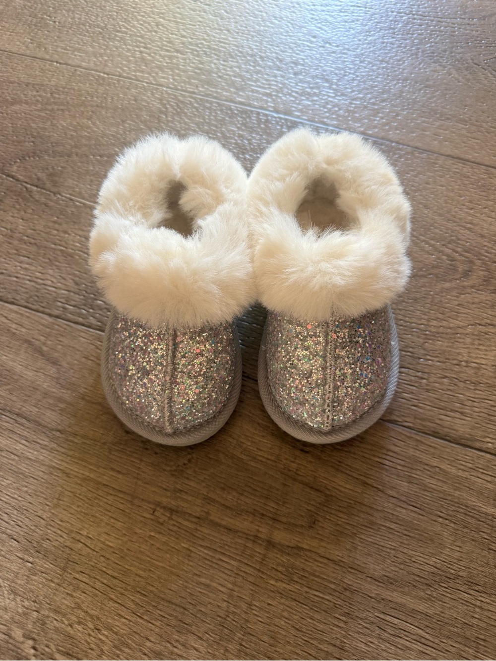 Cat & Jack Glitter Faux-Fur Lined Toddler Boots - Silver Cream